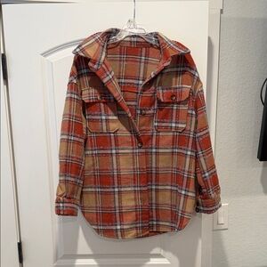 Plaid Button-Up Shirt Jacket